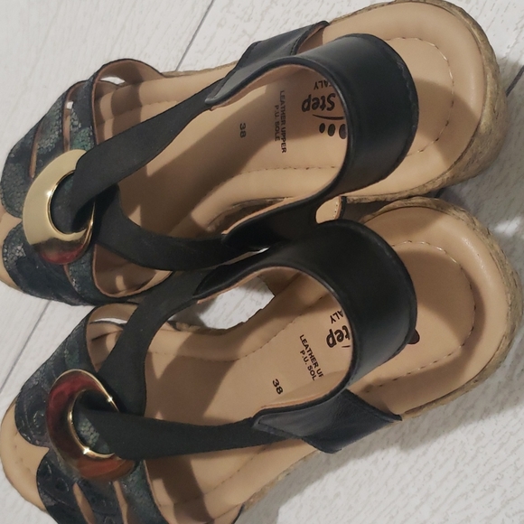 Spring Steps 38 sling back open toe wedges espadrilles - Picture 6 of 7